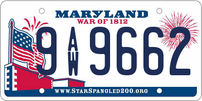 MD license plate 9AW9662
