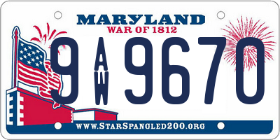 MD license plate 9AW9670