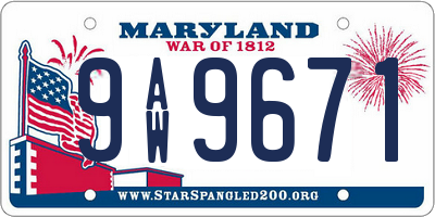 MD license plate 9AW9671
