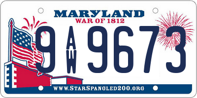 MD license plate 9AW9673
