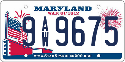 MD license plate 9AW9675