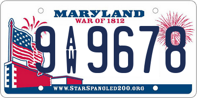 MD license plate 9AW9678