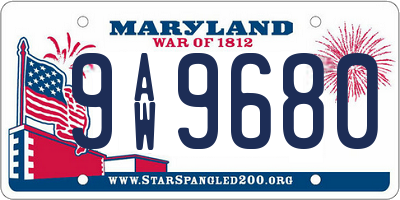 MD license plate 9AW9680