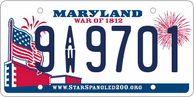 MD license plate 9AW9701
