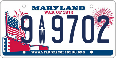 MD license plate 9AW9702