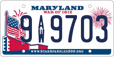 MD license plate 9AW9703