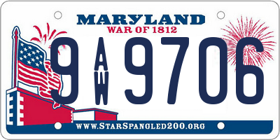 MD license plate 9AW9706