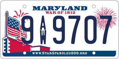 MD license plate 9AW9707
