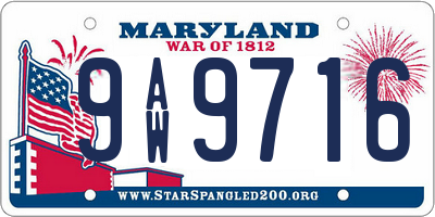 MD license plate 9AW9716