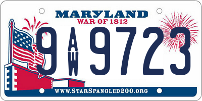 MD license plate 9AW9723