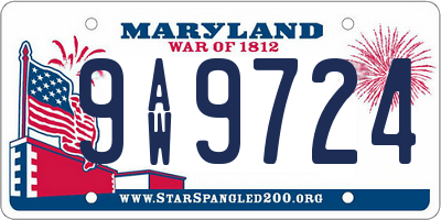 MD license plate 9AW9724