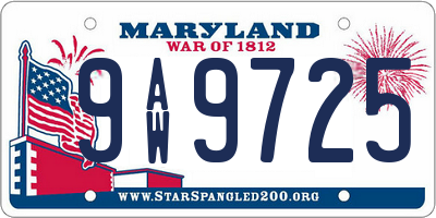 MD license plate 9AW9725