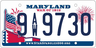 MD license plate 9AW9730