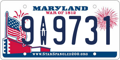MD license plate 9AW9731