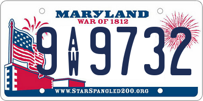 MD license plate 9AW9732