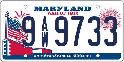 MD license plate 9AW9733