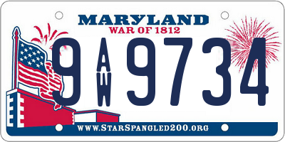 MD license plate 9AW9734