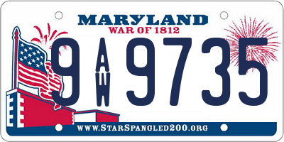 MD license plate 9AW9735