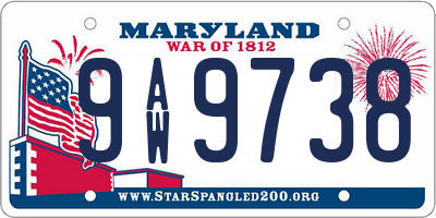 MD license plate 9AW9738