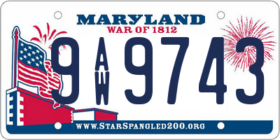 MD license plate 9AW9743