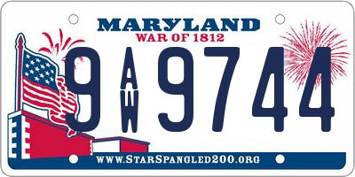 MD license plate 9AW9744