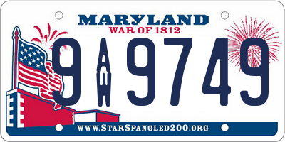 MD license plate 9AW9749