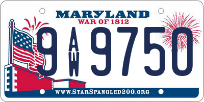 MD license plate 9AW9750