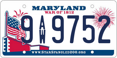 MD license plate 9AW9752