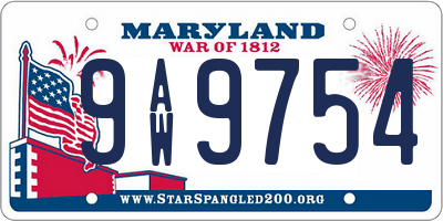 MD license plate 9AW9754