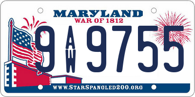 MD license plate 9AW9755