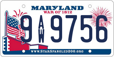 MD license plate 9AW9756