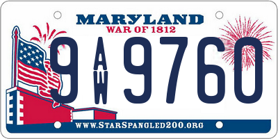 MD license plate 9AW9760
