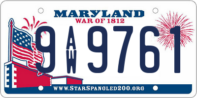 MD license plate 9AW9761