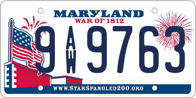 MD license plate 9AW9763