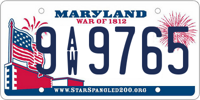 MD license plate 9AW9765