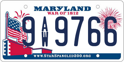 MD license plate 9AW9766