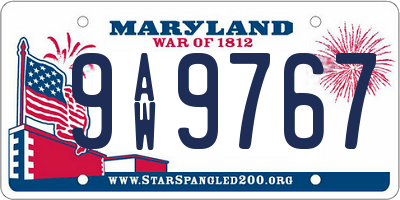 MD license plate 9AW9767