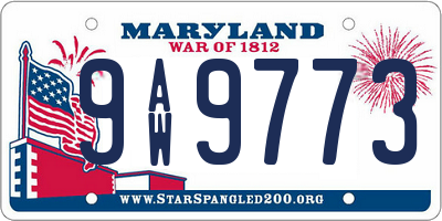 MD license plate 9AW9773
