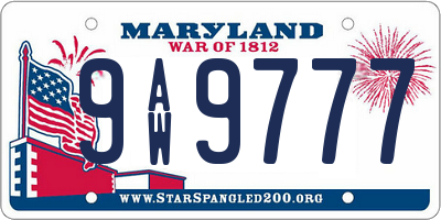 MD license plate 9AW9777