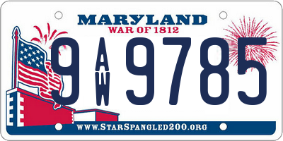 MD license plate 9AW9785