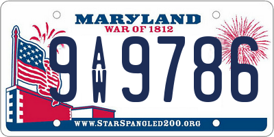 MD license plate 9AW9786