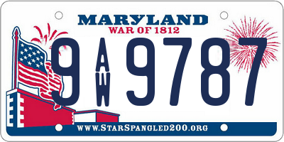 MD license plate 9AW9787