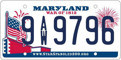 MD license plate 9AW9796