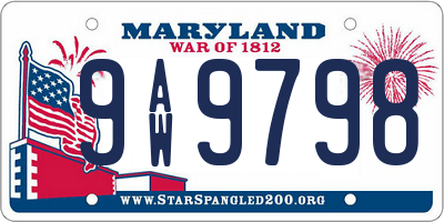 MD license plate 9AW9798