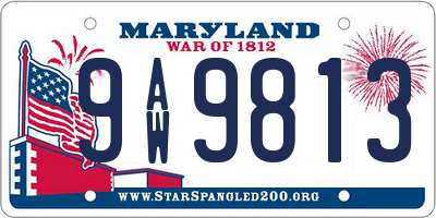 MD license plate 9AW9813