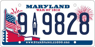 MD license plate 9AW9828