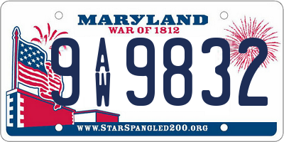 MD license plate 9AW9832