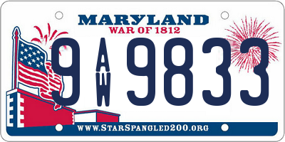 MD license plate 9AW9833