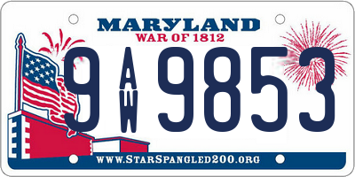 MD license plate 9AW9853
