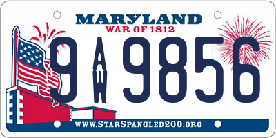 MD license plate 9AW9856